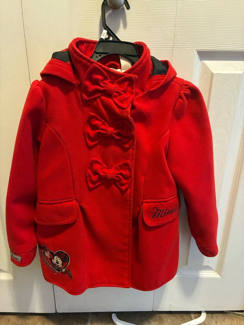 Disney Red Girls' Bow-Front Pea Coat
